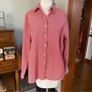 Orvis red and white gingham button down shirt size 14